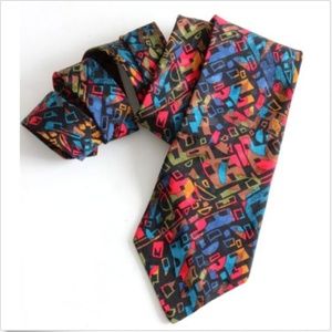 Guy Laroche Couture Abstract Print Silk Neck Tie